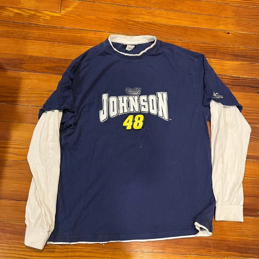 1990s vintage Jimmie Johnson number 48 NASCAR longsleeve double t-shirt size XL